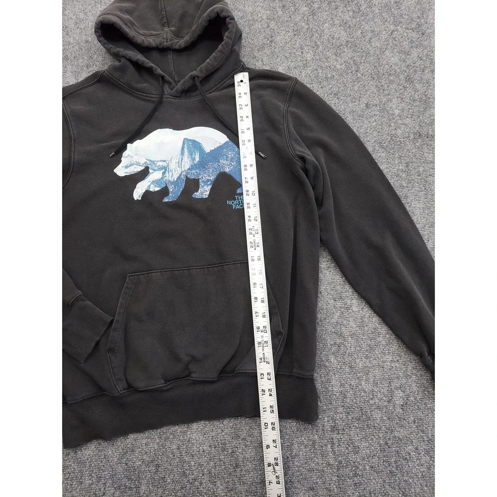 The North Face Hoodie Mens Medium Black‎ Bear Graphic Pullover Fleece Sweatshirt